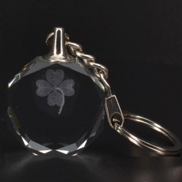 Custom Clover 3D Engraving Circle Key Chain Custom Clover 3D Engraving Circle Key Chain
