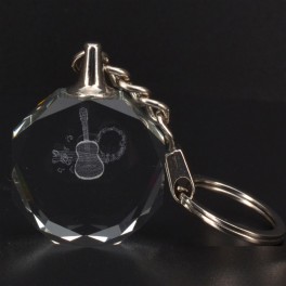 Custom Guitar 3D Engraving Circle Key Chain Custom Guitar 3D Engraving Circle Key Chain