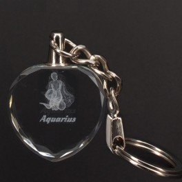 Custom Aquarius Zodiac 3D Engraving Heart Key Chain Custom Aquarius Zodiac 3D Engraving Heart Key Chain