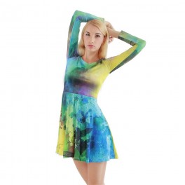 Custom Women's Long Sleeve Skater Dress Custom Women's Long Sleeve Skater Dress