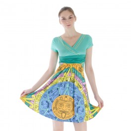 Custom Women's Short Sleeve Front Wrap Dress Custom Women's Short Sleeve Front Wrap Dress