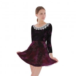 Custom Long Sleeve Velvet Skater Dress Custom Long Sleeve Velvet Skater Dress